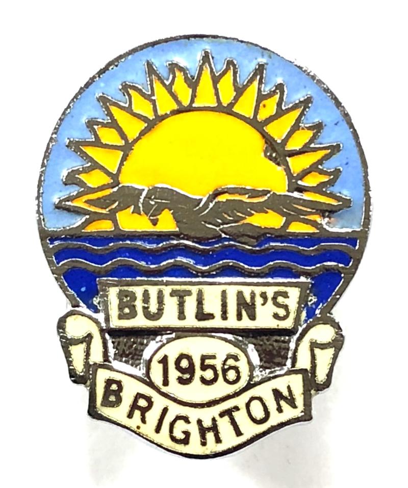 Butlins 1956 Brighton holiday camp bird and sun badge