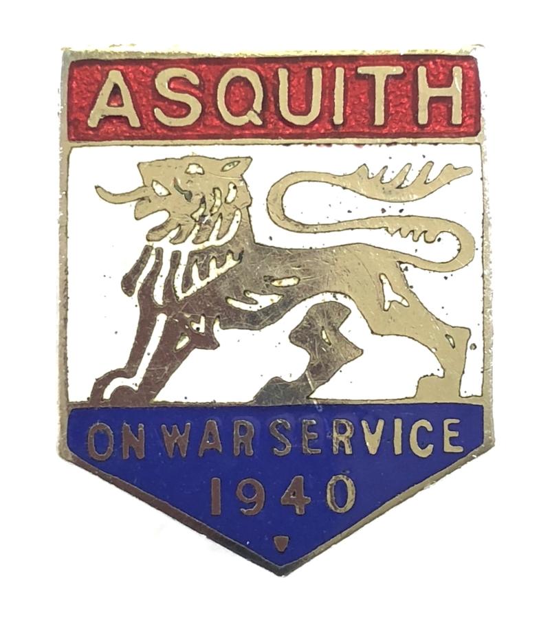 William Asquith Ltd On War Service 1940 officially numbered badge
