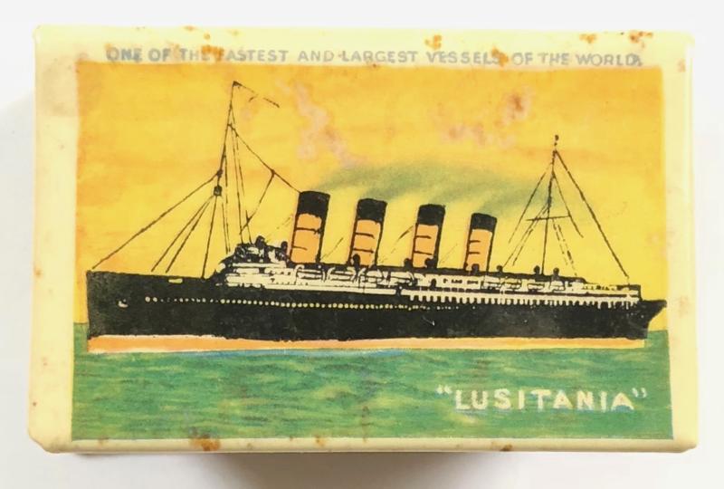 Lusitania Cunard Shipping Line souvenir celluloid matchbox cover