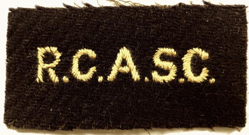WW2 Royal Canadian Army Service Corps R.C.A.S.C. shoulder title felt cloth badge