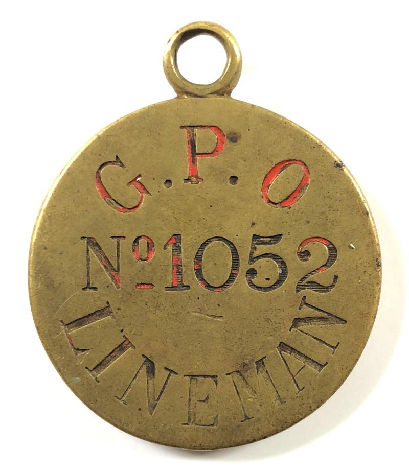 General Post Office GPO Telephone Lineman officially numbered badge