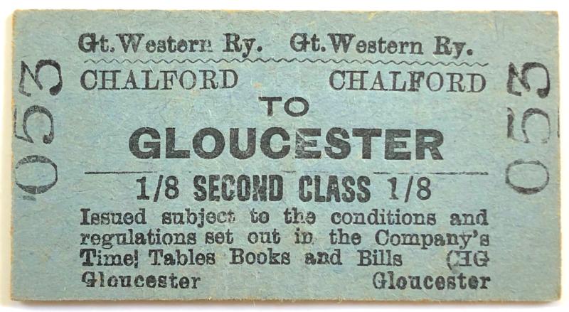 1902 Great Western Railway Ticket Chalford To Gloucester Station