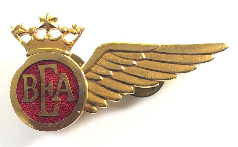 BEA Airline aircrew brevet wing gilt metal uniform badge