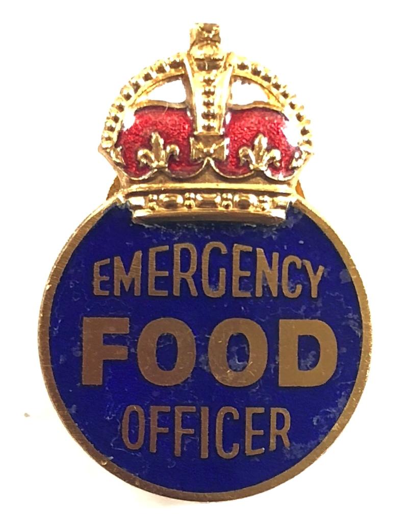 WW2 Ministry of Food Emergency Food Officer badge H.W.Miller