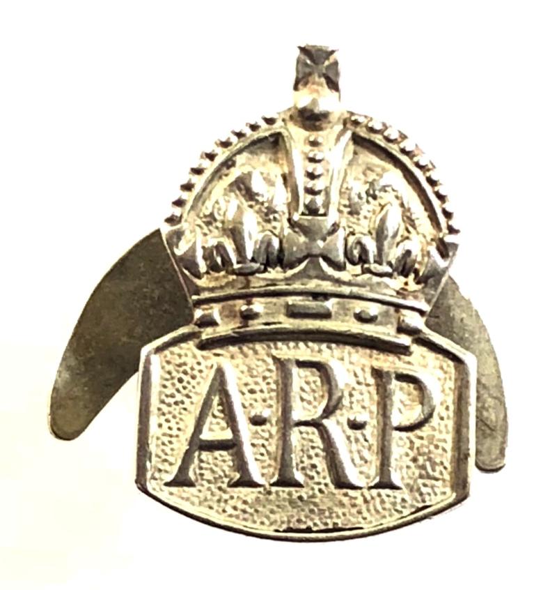 WW2 Air Raid Precautions 1939 silver miniature ARP badge by Charles Horner