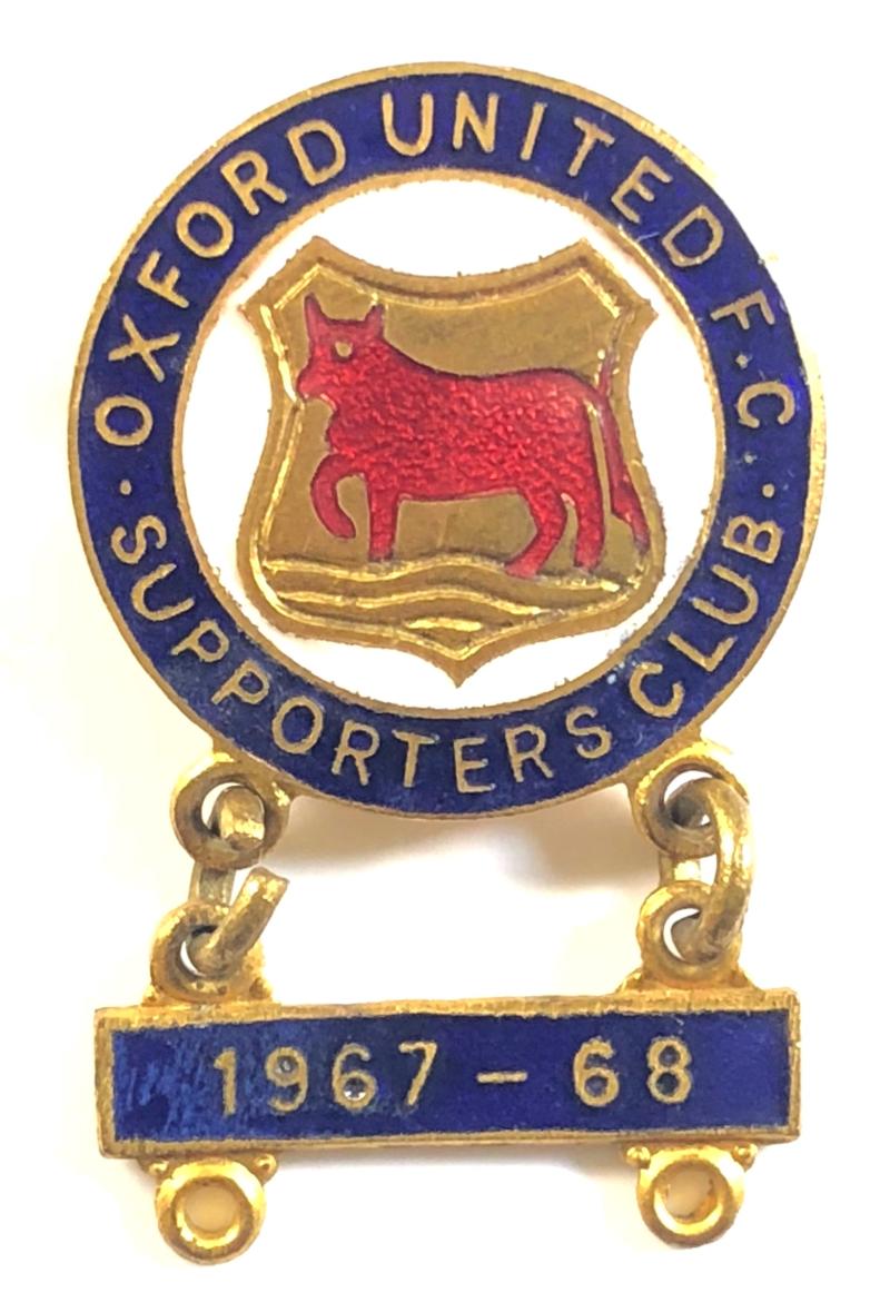 Oxford United Football Club Supporters Badge with 1967-1968 bar