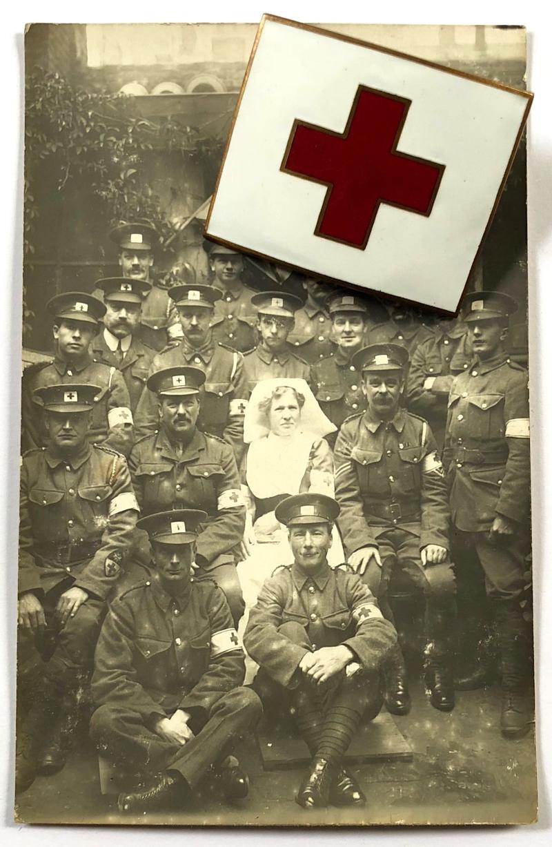 WW1 British Red Cross & Order of St John overseas service numbered cap badge