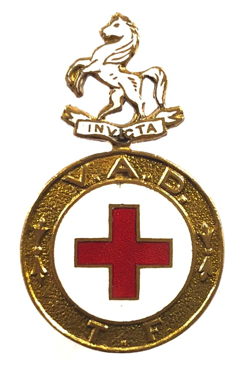 WW1 Kent V.A.D. T.F Voluntary Aid Detachment Territorial Force cap badge