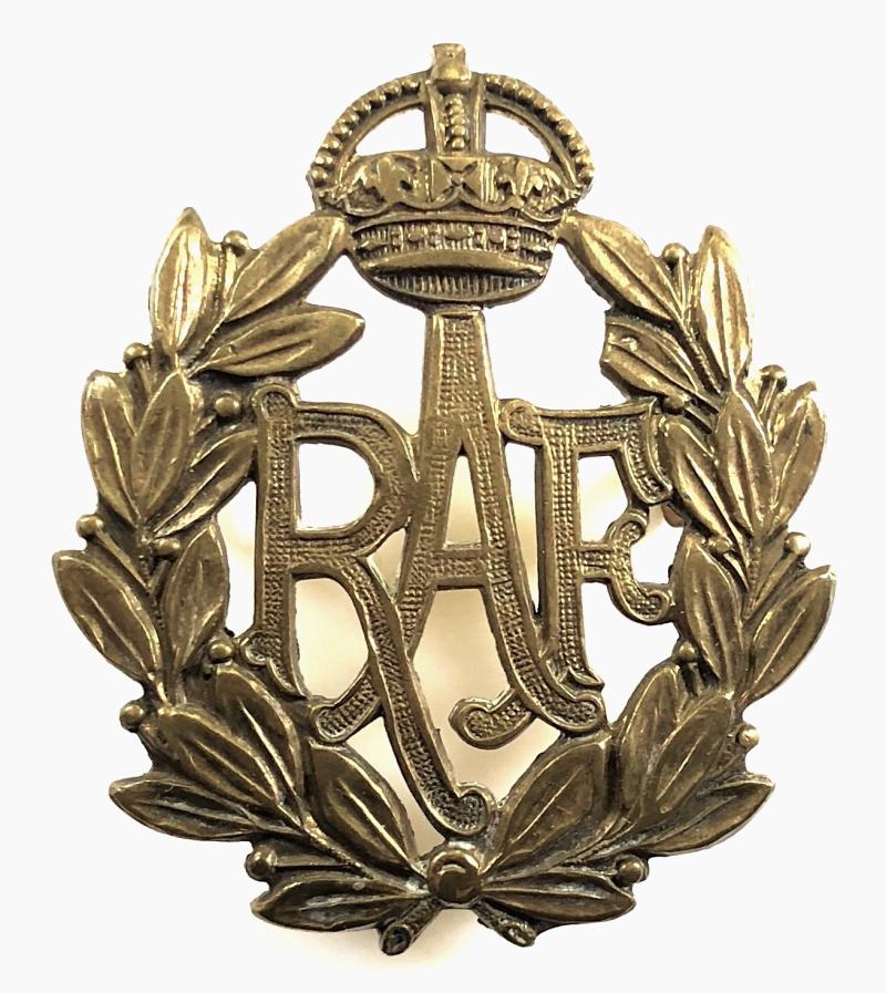 Royal Air Force brass other ranks RAF flat loop cap badge