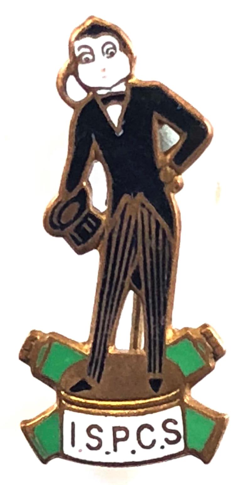 ISPCS Meltonian Shoe Cream character figure advertising badge H.W. Miller