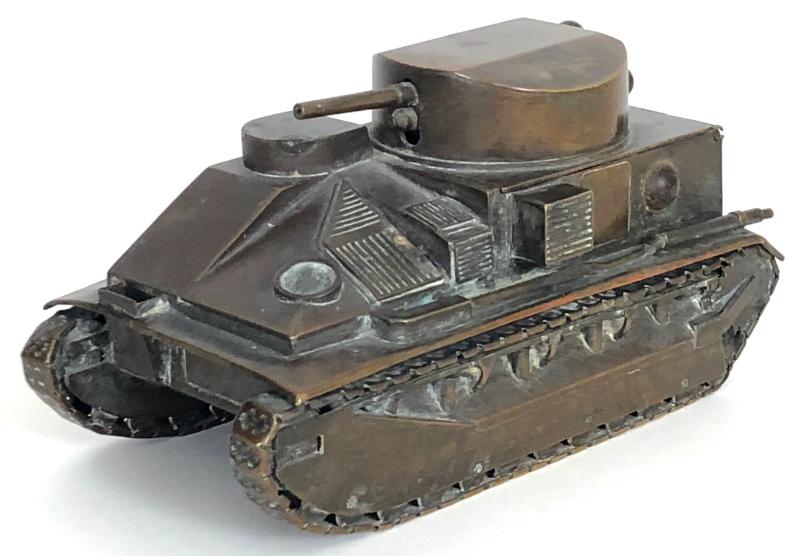 Vickers Medium Mark II Tank bronze desk ornament c.1925 - 1934