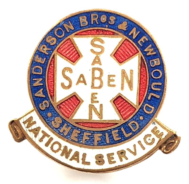 Sanderson Brothers and Newbould Sheffield National Service Badge Steelworks