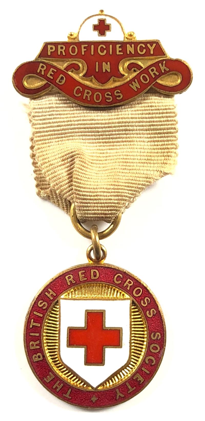 British Red Cross Society proficiency in red cross work badge c1911 to 1914