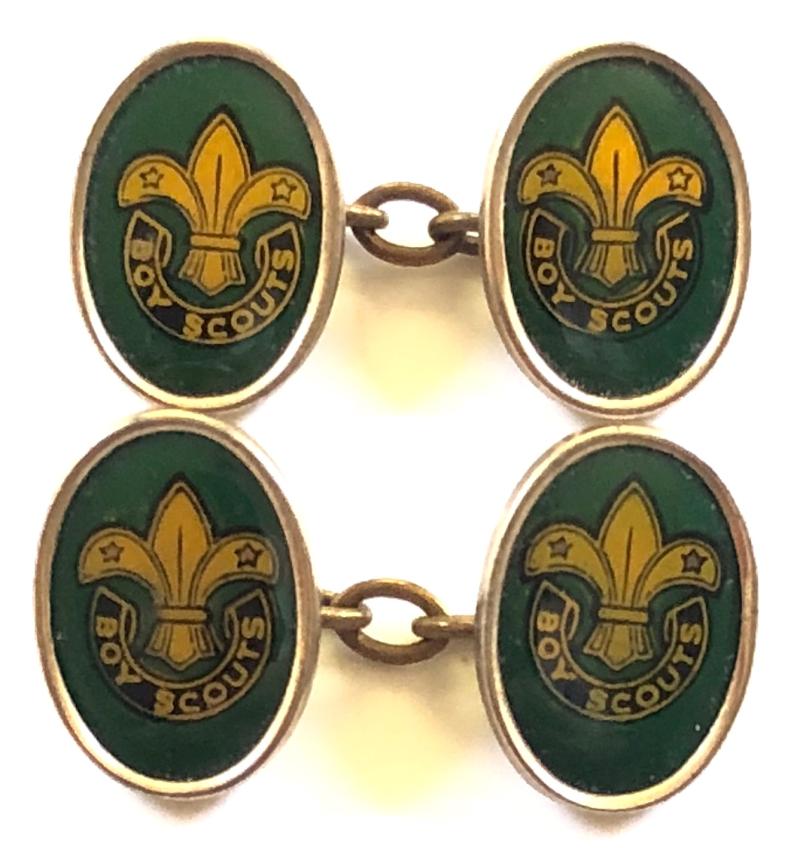 Boy Scouts Scout Shop vintage printed celluloid cufflinks