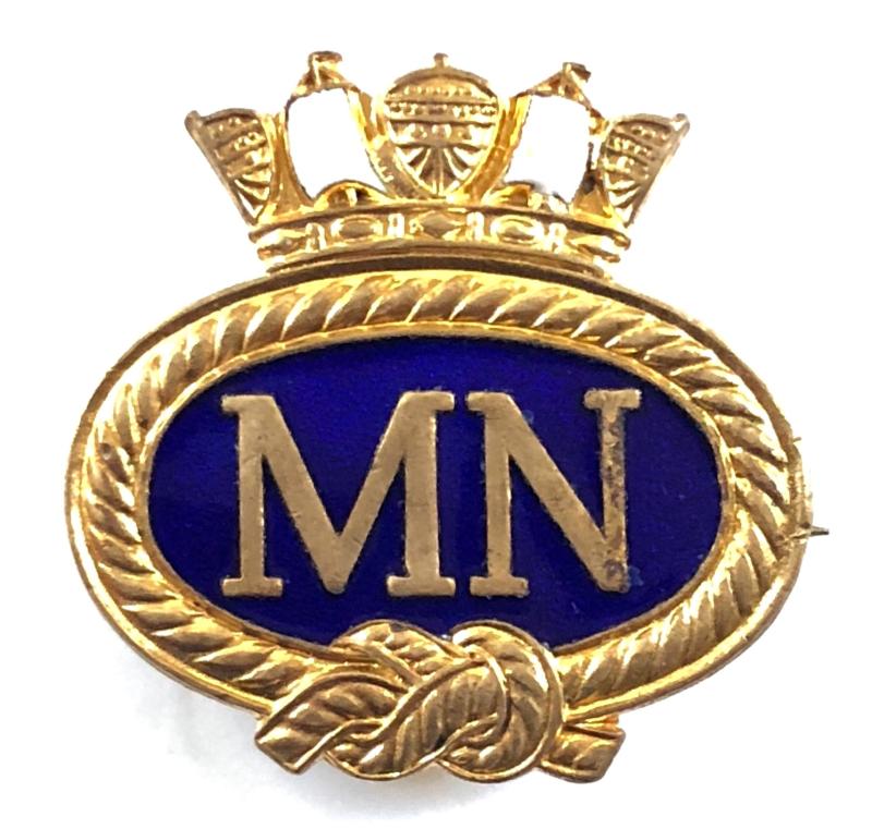 WW2 Merchant Navy gilt and enamel pin badge