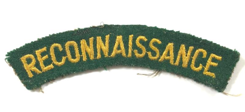 WW2 Reconnaissance Corps embroidered cloth shoulder title badge