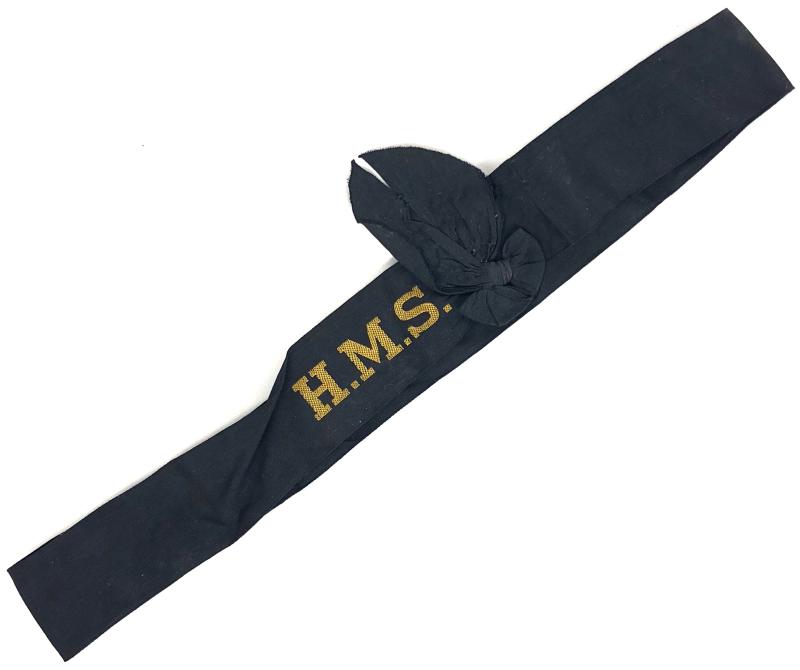 WW2 Royal Navy H.M.S. cap tally ribbon badge