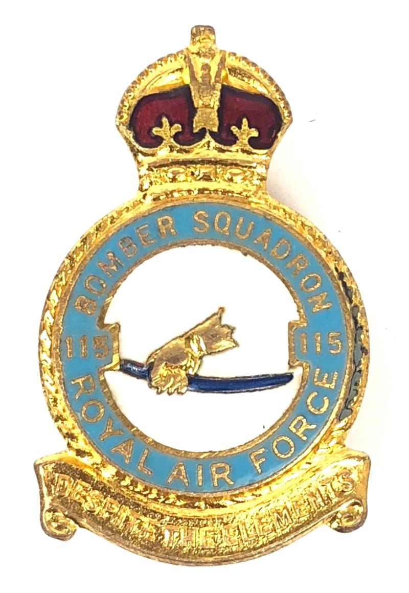 RAF No 115 Bomber Squadron Royal Air Force Badge H.W.Miller c1940s