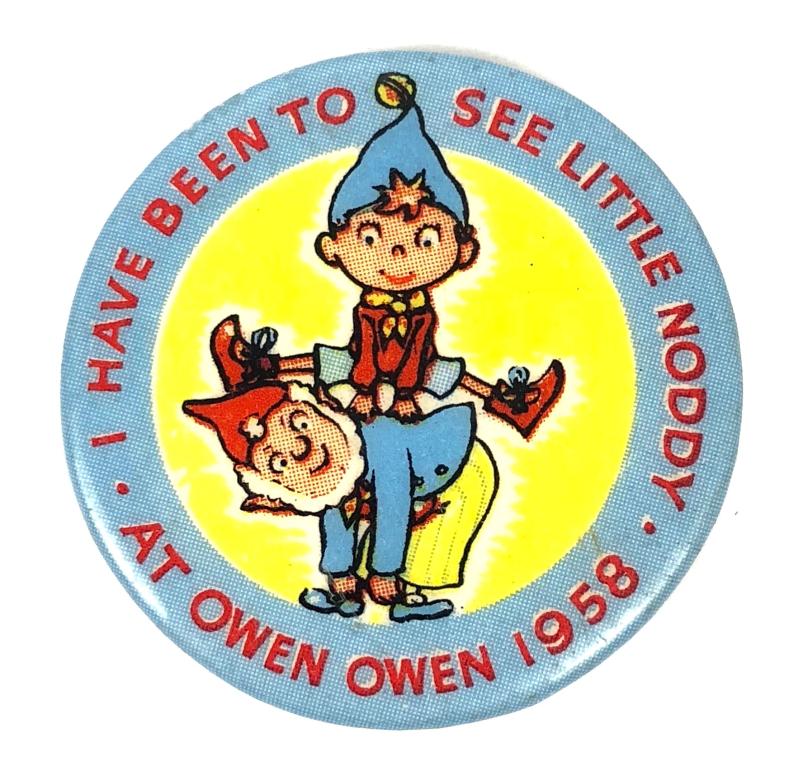 Enid Blytons Noddy character OWEN OWEN Xmas 1958 advertising button badge