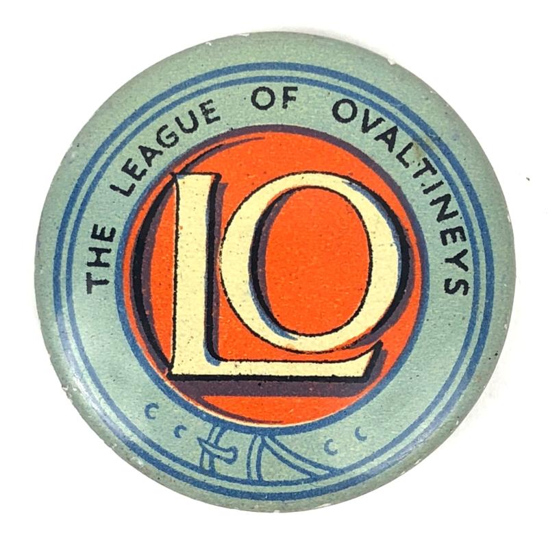 League of Ovaltineys children's club membership celluloid tin button badge