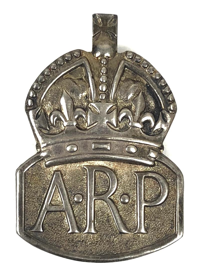 Air Raid Precautions 1937 silver lady warden ARP pin badge