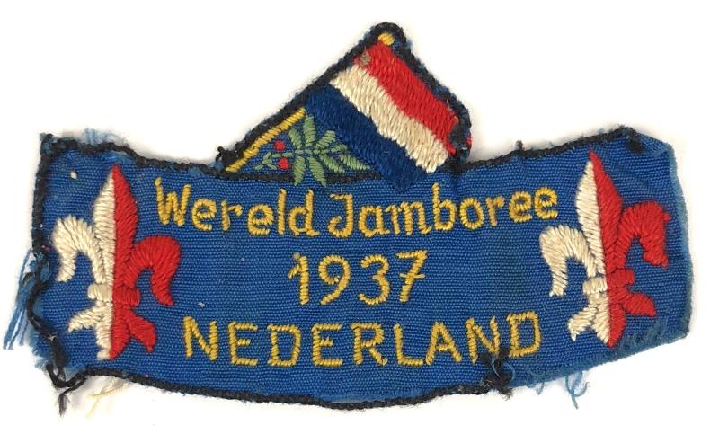 1937 5th World Jamboree Netherlands Paesi Bassi Flag Swiss contingent badge