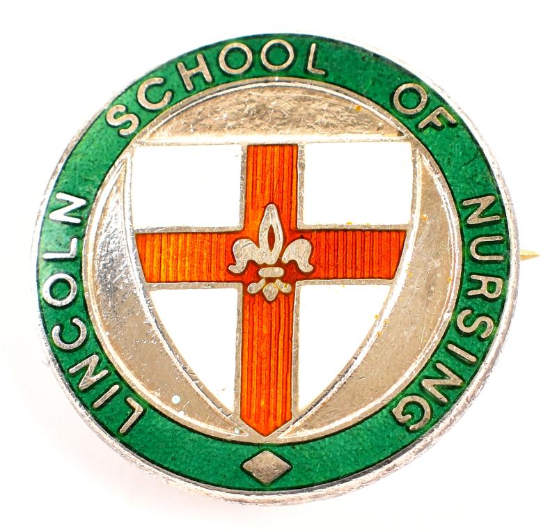 Lincoln School of Nursing silver and enamel hospital badge