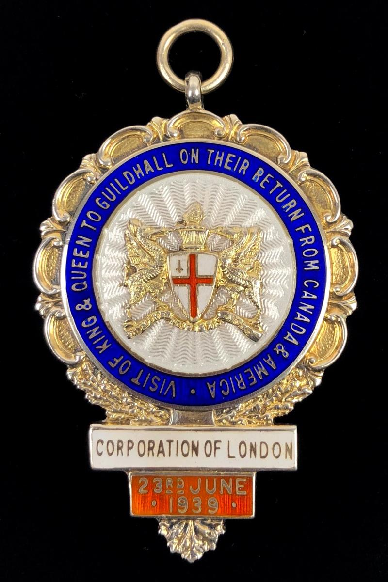 City of London 1939 King & Queen Visit to Guildhall Named Medal