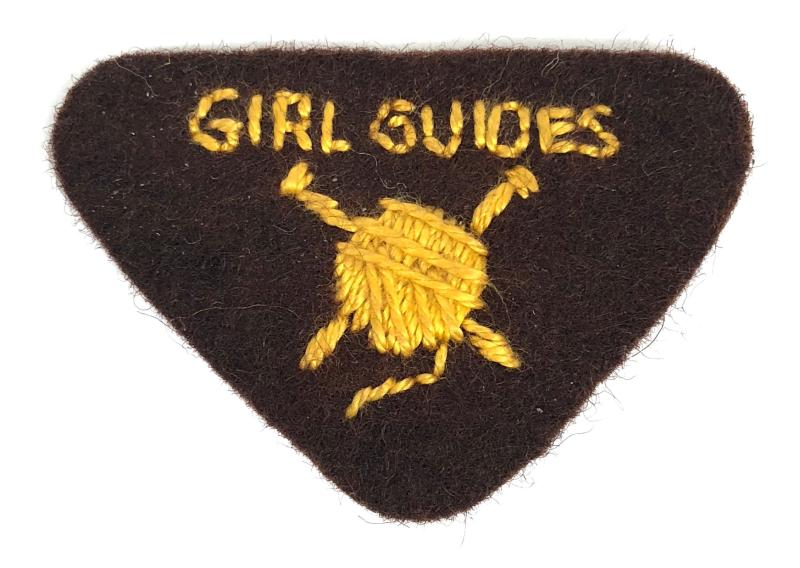 Girl Guides Brownie Knitter proficiency felt cloth badge c.1939 -1945