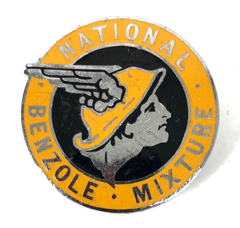 National Benzole Mixture petroleum large pin badge