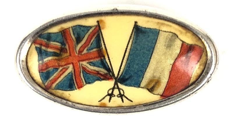WW1 Britain and French Flags United We Stand pin badge