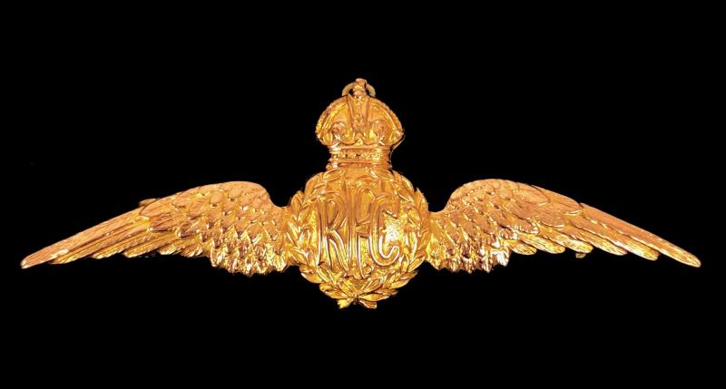 WW1 Royal Flying Corps gold RFC pilots wing pin badge