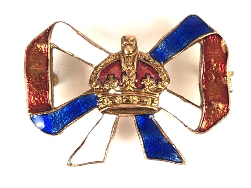 1937 Coronation George VI & Queen Elizabeth patriotic souvenir bow pin badge