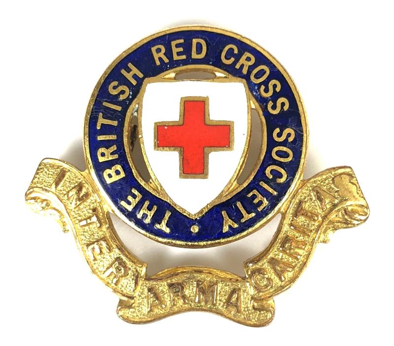 British Red Cross Society Officer gilt & enamel hat badge