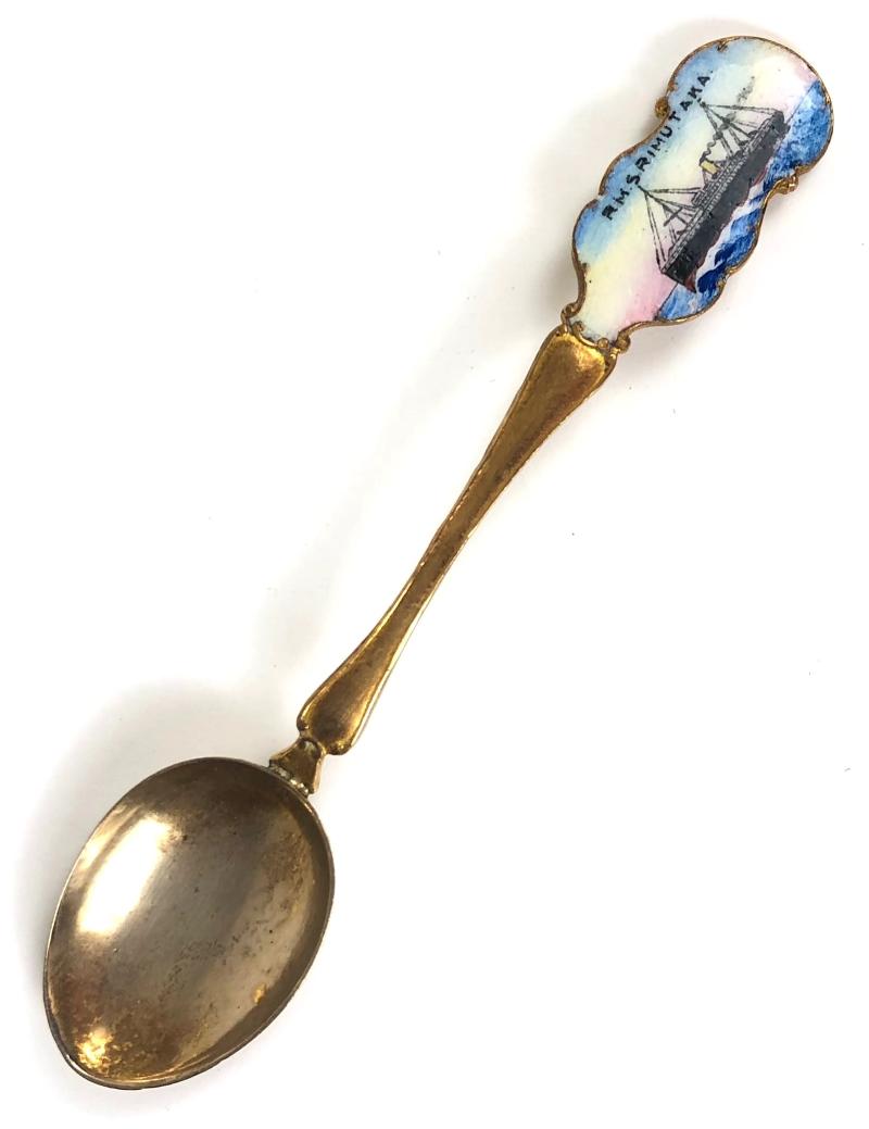 RMS Rimutaka gilt & enamel ships picture badge souvenir spoon