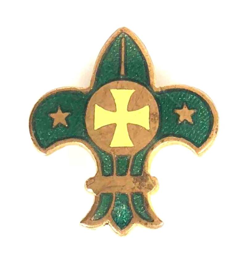 Boy Scouts Chaplain Officer yellow enamel cross stick pin badge