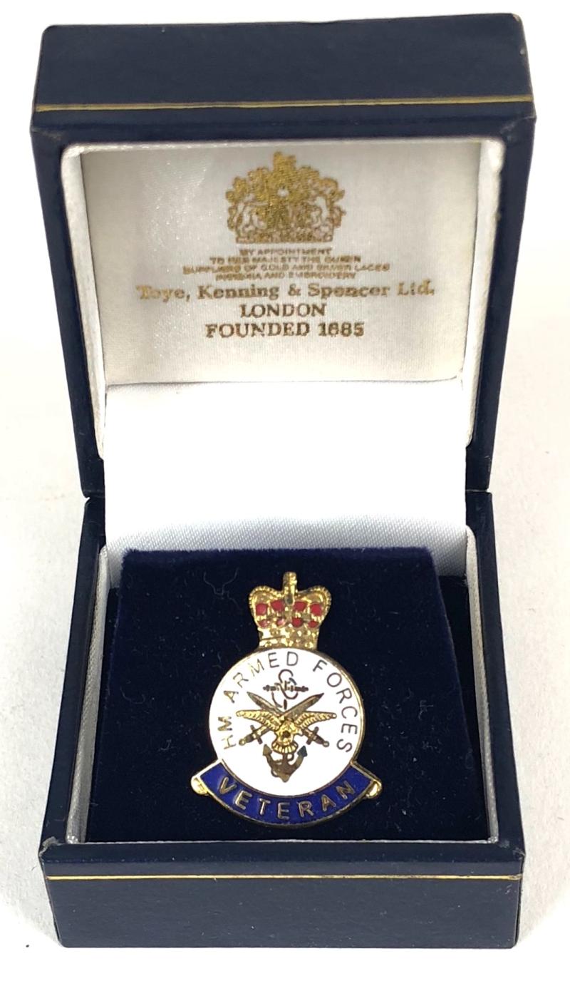 HM Armed Forces veterans badge with presentation case