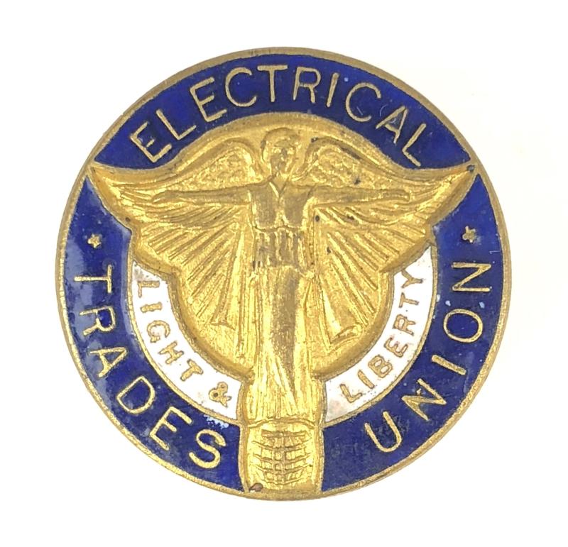 1889 -1968 Electrical Trades Union Light & Liberty ETU Badge L.Simpson & Co London