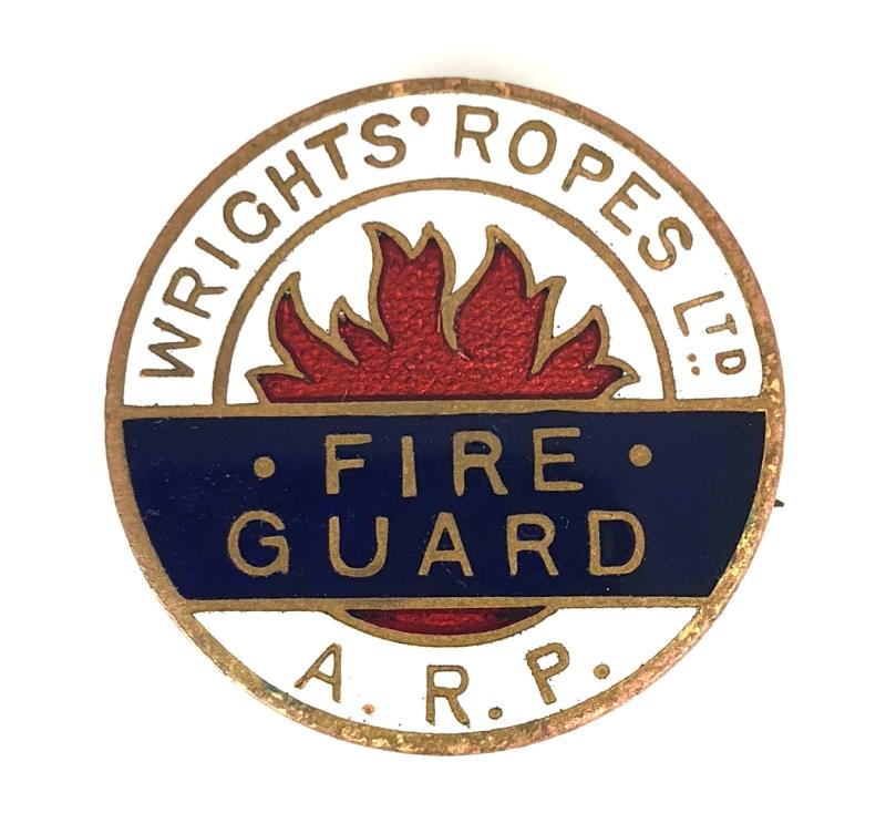 Wrights' Ropes Ltd Birmingham ARP Fire Guard Home Front Badge
