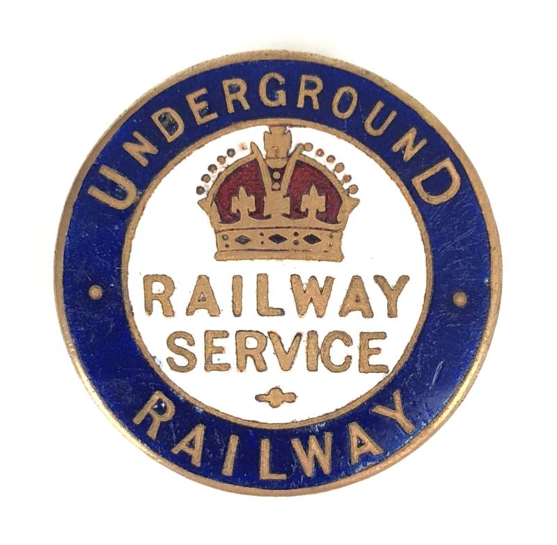 WW1 Underground Railway War Service numbered badge