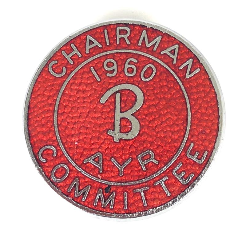 Butlins Ayr 1960 red chairman committee badge