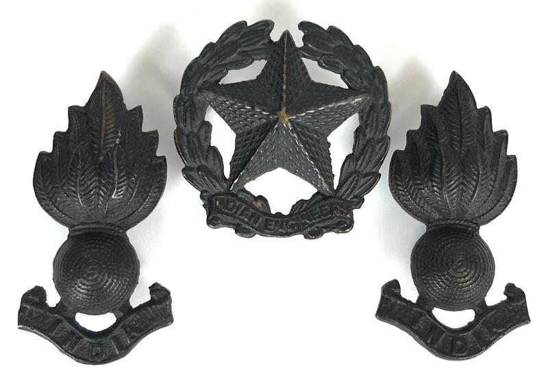 Indian Engineers OSD Cap Badge & Pair of Matching Collars 1942 -1947