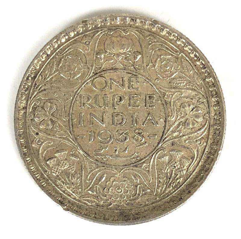 1938 GEORGE VI KING EMPEROR ONE RUPEE INDIA COIN WITH DOT