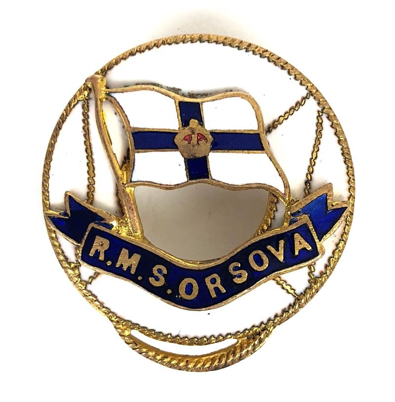 R.M.S. Orsova Bouy Orient Shipping Line Flag Badge 1909