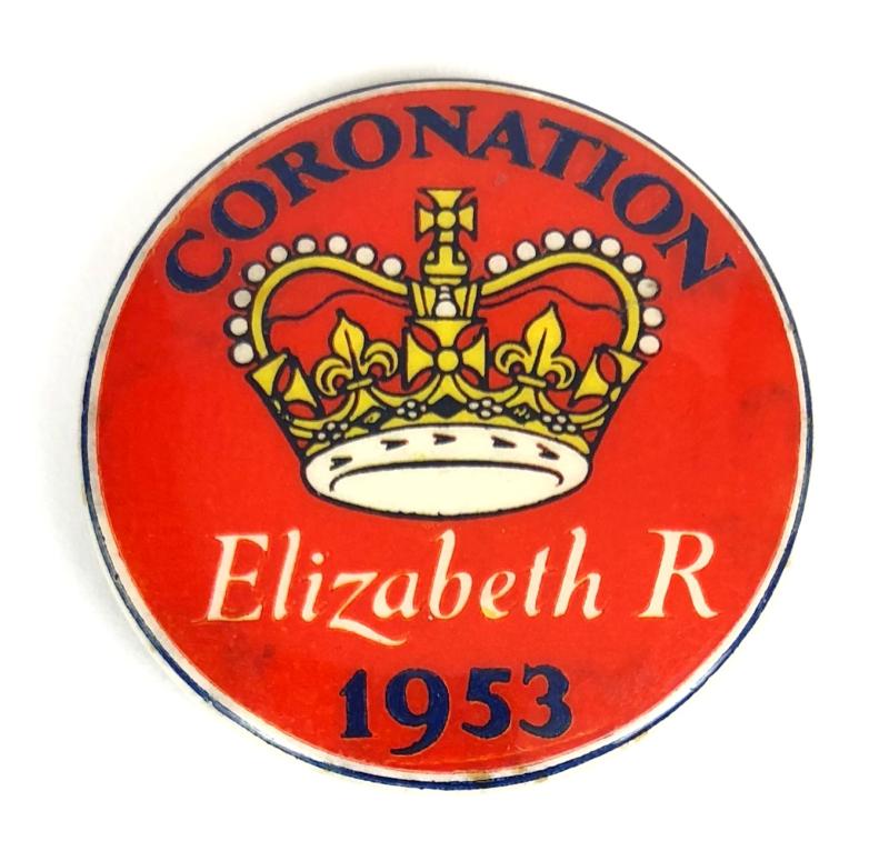 Coronation of Elizabeth II 1953 Souvenir Celluloid Tin Button Badge