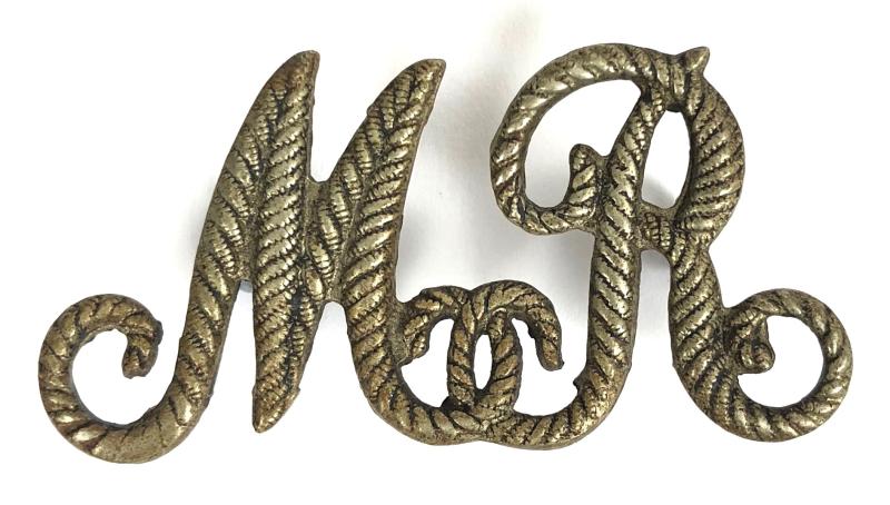 Midland Railway MR Rope Script Cap Badge Pre 1923