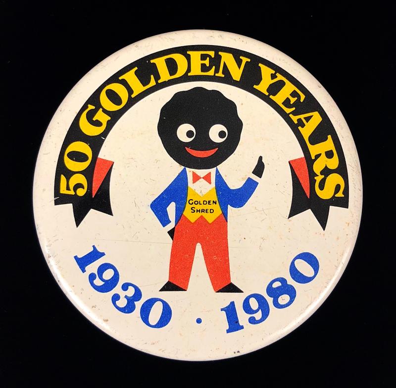 Robinsons Golly 50 Golden Years 1930 - 1980 Commemorative tin button badge