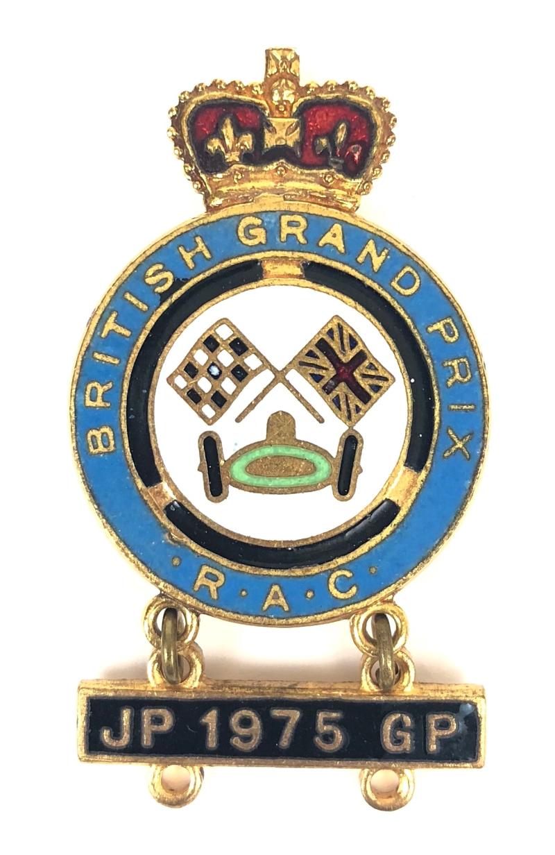 British Grand Prix RAC motor racing car badge 1975 bar