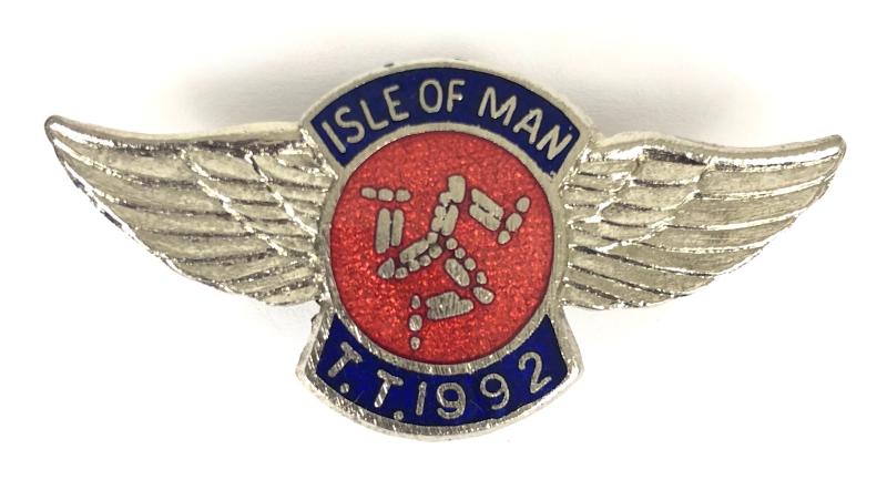 Isle of Man TT 1992 motorcycle racing winged badge