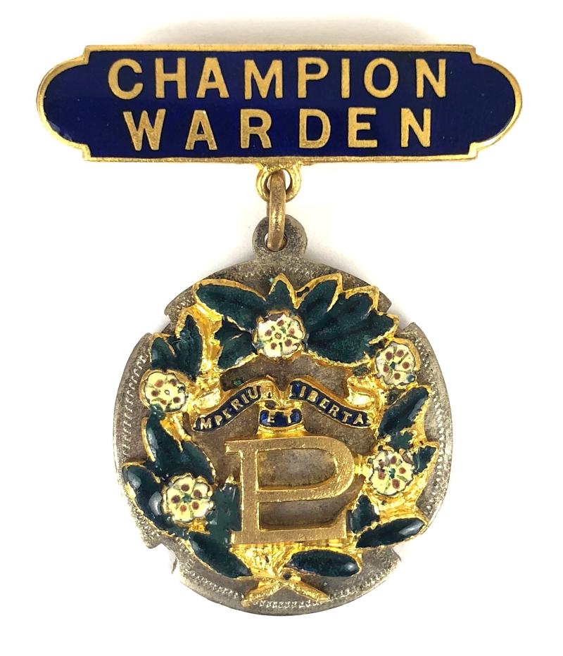 Primrose League Champion Warden presentation award badge